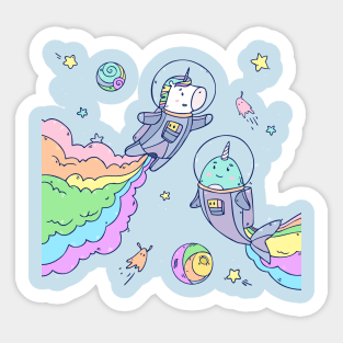 Space Unicorn and Narwhal Sticker